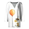 thumbnail image 4 of CYMMPU Summer Fashion Shirts 3/4 Sleeve Spring Tops V Neck Tunic Tops Bee Pattern Blouses for Women Dressy Casual Loose Fit Business Elegant Work Topss XXXXL, 4 of 5