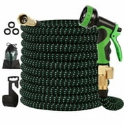 100FT Garden Hose Expandable: Expandable Water Hose with Durable 4-Layers Latex and 10 Function Nozzle, Durable Flexible Water Hose with Solid Fittings, Best Choice for Watering and Washing