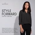 thumbnail image 6 of MERCER+METTLE Women's Stretch Crepe 3/4-Sleeve Blouse | Women's Lightweight Dressy Top, Business Casual Shirt for Work - Deep Black 3XL, 6 of 7