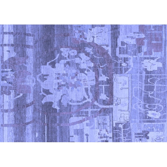 Ahgly Company Indoor Rectangle Abstract Blue Modern Area Rugs, 4' x 6'