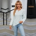 thumbnail image 3 of Jdlsppl Women's Puff Sleeve Blouse Ruffle Shirt Soft Floral Printed Peasant Long Sleeve Elegant Bishop Sleeve Light Green X-Large, 3 of 4