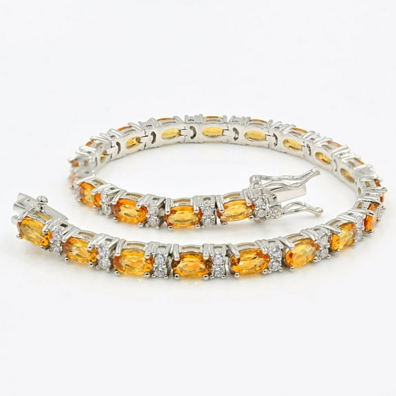 Yellow sapphire tennis Bracelet, 925 Sterling Silver, November Birthstone, Charm Bracelet, Yellow sapphire Jewelry, Birthday Gift For Her