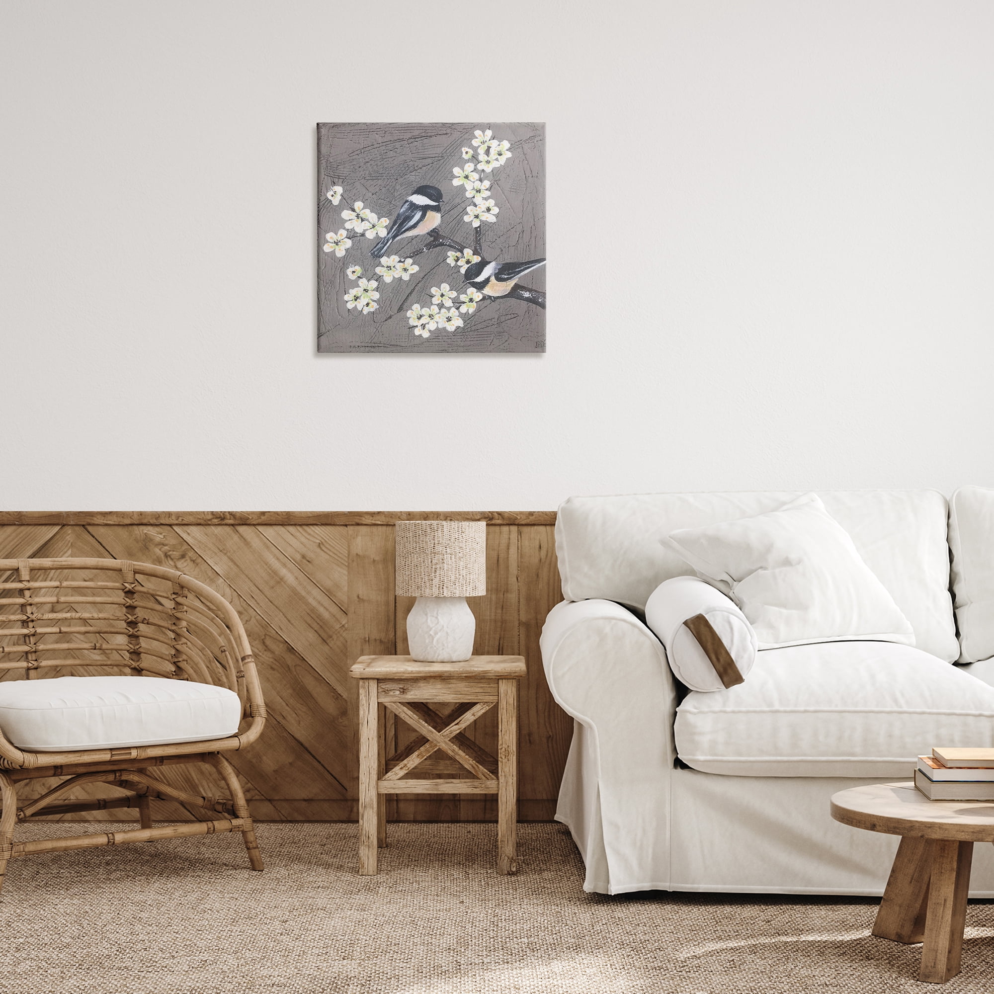 Stupell Industries Birds & Apple Blossoms Animals & Insects Painting Gallery Wrapped Canvas Art Print Wall Art, 24 x 24