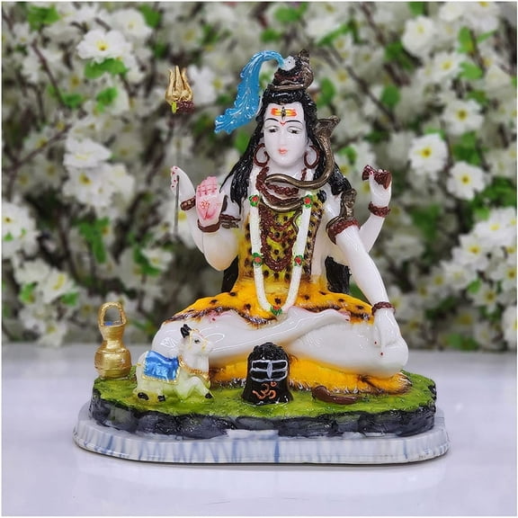 Lord Shiva Statue in Marble Dust Mahadev Idol Shiva Sculpture Shiv Figurine Hindu god of Meditation Shiva Idol Shankara Statue Shiva Murti Handcrafted God Idol Home Temple Decor - AtoZ India Cart