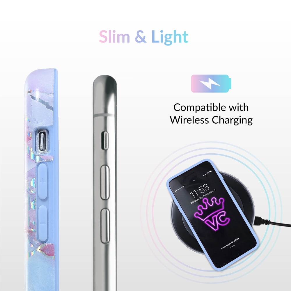 Velvet Caviar iPhone 11 Case - Cute Protective Phone Cases for Women - Iridescent Holographic Pink Blue Marble