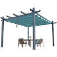 thumbnail image 1 of Pergola Extérieure en Aluminium avec Auvent Pare-Soleil Rétractable – Pavillon de Terrasse Robuste et Résistant aux Intempéries, Abri Extérieur, Colonne Grise, Rideau Bleu, 10 X 13 Pi, 1 of 6