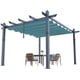 thumbnail image 1 of Pérgola de Aluminio – Efecto Madera – Toldo Retráctil Impermeable – Protección UV – Estructura Reforzada – Jardín, Terraza o Patio – Columna Gris y Cortina Azul – 10x13FT, 1 of 6