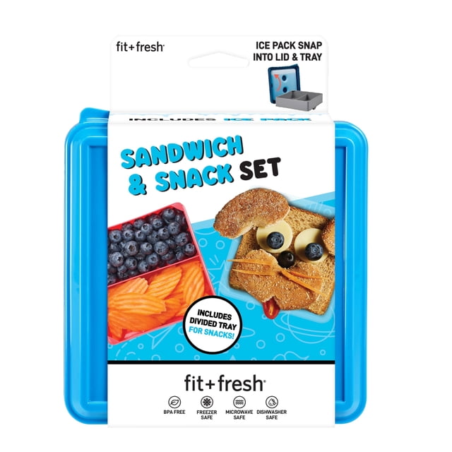 Set de lonchera Fit & Fresh para sándwiches y aperitivos, color azul