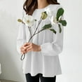 thumbnail image 4 of Diufon Cotton Long Sleeve T Shirts for Women Fashion Pleated Solid Color Tunics Round Neck Blouses, 4 of 4
