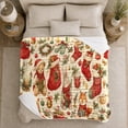 thumbnail image 5 of Christmas Watercolor Animals Teddy Bear Fox Holiday Scene, Festive Holiday Scene, Warm Flannel Blanket for Living Room and Reading Nook, Art Lovers Christmas Gift, Festive Home Decor, 5 of 9