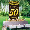 thumbnail image 5 of DPKOW Black Gold 50th Birthday Decoration for Men Women, Black Gold 50th Birthday Banner for Backdrop Door Decoration, 50th Birthday Background Banner for Garden Table Wall Decoration, 72.83x35.43inch, 5 of 7