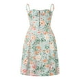 thumbnail image 4 of AMERTEER Femmes Y2k Coupe Basse Boho Midi Robe Taille Haute une Ligne Florale Imprimé Carré Robe de Cou Été Décontractée Formelle Robe de Soirée, 4 of 9