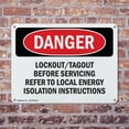 thumbnail image 4 of (2 Pack) Lockout Tagout Before Servicing Refer To OSHA Danger Sign 24 Inch X 18 Inch Plastic Sign, Weather Resistant, UV Protected for Workplace, Business, and Construction Site, Made, 4 of 8
