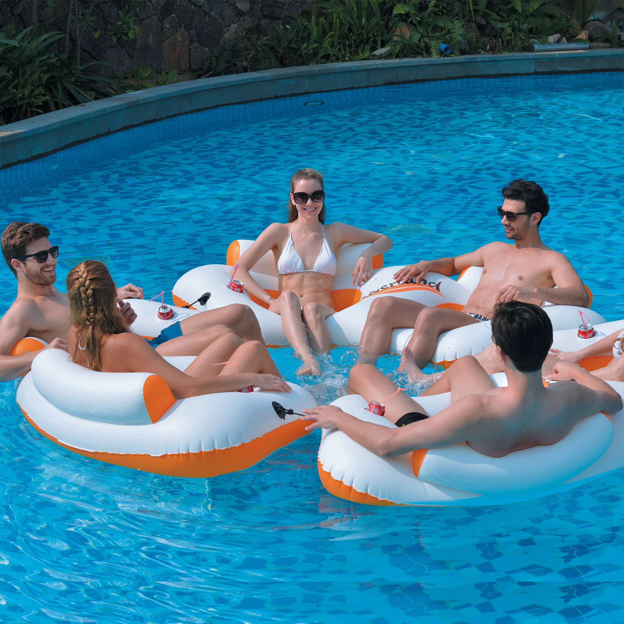 Swimline 78" Swimming Pool 4 Person Sofa Island Lounger Inflatable Float 