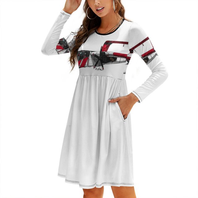 Robe Col Carré Bronco Cal Feu Robe d'Été Douce Femme Élégante Imprimé Col Halter Bronco Grumman Cal Feu Citerne S 2