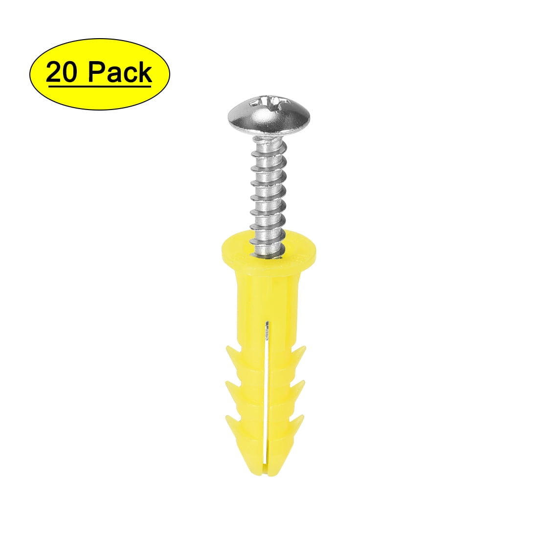 6x26mm Expansion Pipe with Screws Plastic Yellow 20 Pack