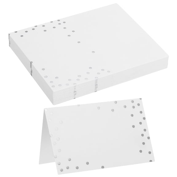 Uxcell 20pcs Place Cards, Line Border Printable Place Name Cards for Table Setting Wedding, White Silver Dots