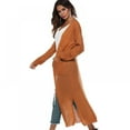 thumbnail image 4 of Women Long Sleeve Open Front Knit Sweater Cardigan Outwear Lightweight Duster High Low Hem Maxi Long Sleeve Cardigan with Pockets,S-2XL, 4 of 7