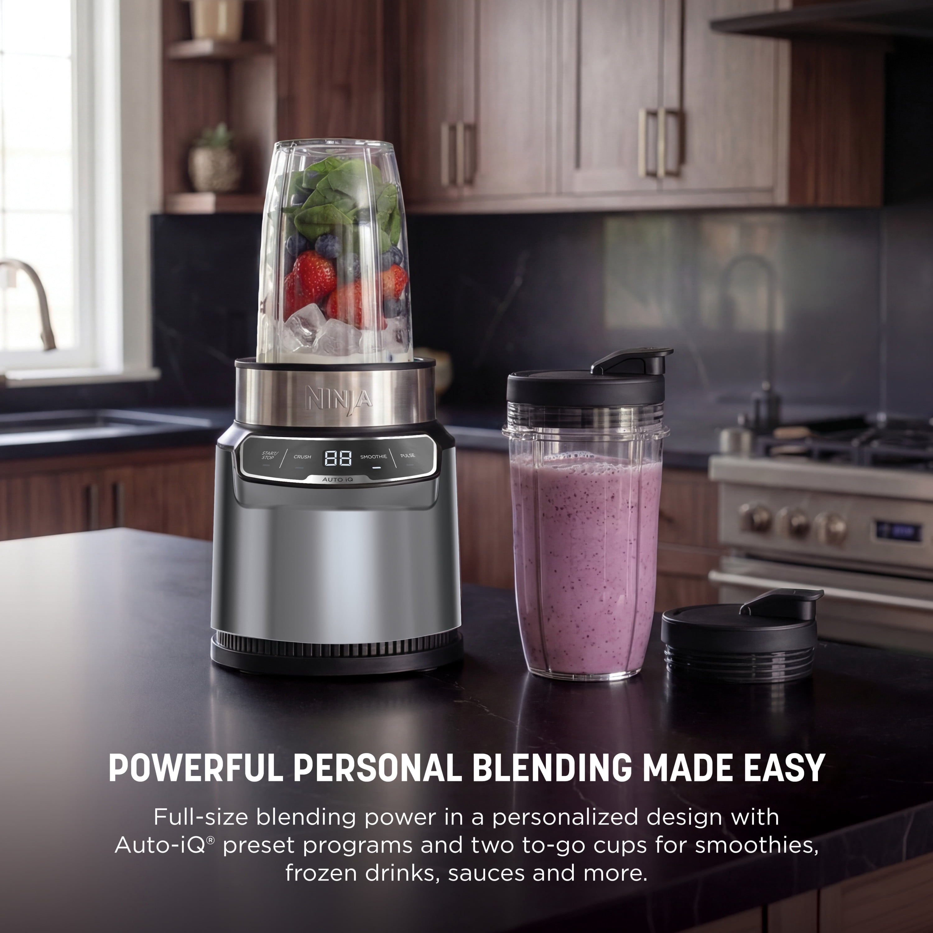 N8WERK Blender in de Midnight Edition | 3 programma's: Smoothie, Ice Crush, Auto Clean | 6-voudige roestvrijstalen messen | 1750 ml glazen container met afsluitdeksel | 1200 W | 22.000 rpm N8WERK Blender in de Midnight Edition | 3 programma's: Smoothie, Ice Crush, Auto Clean | 6-voudige roestvrijstalen messen | 1750 ml glazen container met afsluitdeksel | 1200 W | 22.000 rpm