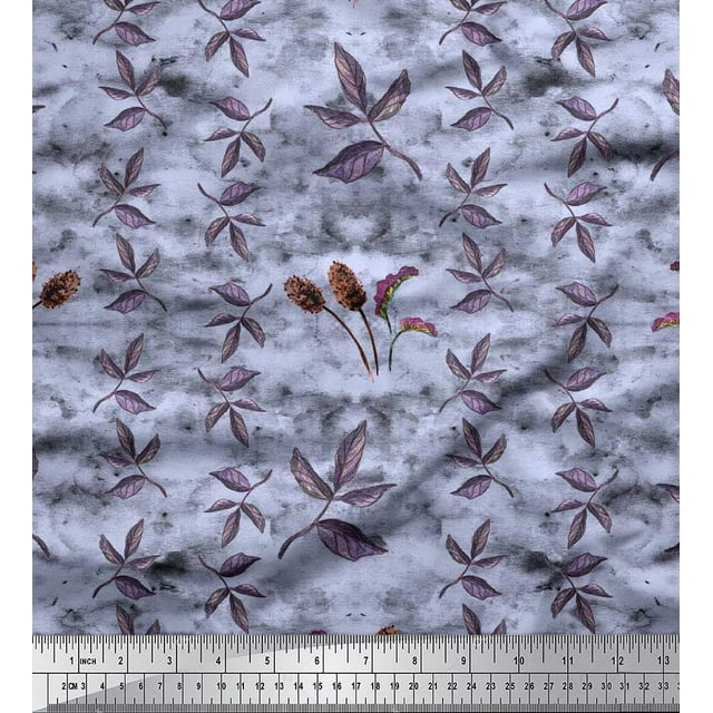 Soimoi Viscose Chiffon Fabric Leaves Print Fabric by Yard 42 Inch Wide
