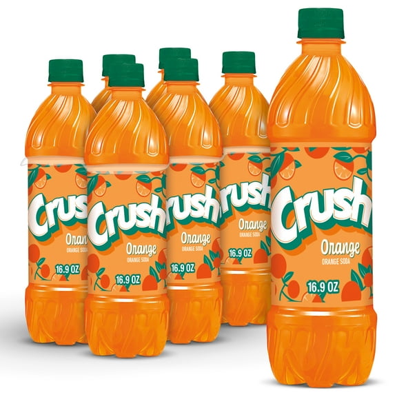 Crush Caffeine Free Orange Soda Pop, 16.9 fl oz, 6 Pack Bottles