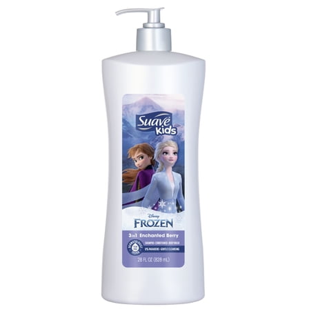 Suave Kids Frozen 3-in-1 Shampoo, Conditioner, Body Wash, Enchanted Berry Scent,  28 FL OZ Pump