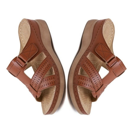 

Clearance! Outdoor Wild Women S Sandals Non-Slip Light Large Size Retro Wedge With Comfortable Microfiber Lining Slippers