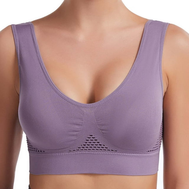 Wireless Yoga Sports Bra Mesh Panel Vent Holes Plus Size Strong Support Sports Tank Performance,Regular & Plus Size,Size:5XL