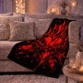 thumbnail image 6 of Red Flame Heart with Thorny Roses, Bold Gothic Style for Dark Art Lovers, Fiery Love Emblem and Valentine's Day Gift, Soft Flannel Blanket for Bedroom and Living Room, Home Decor, 6 of 9