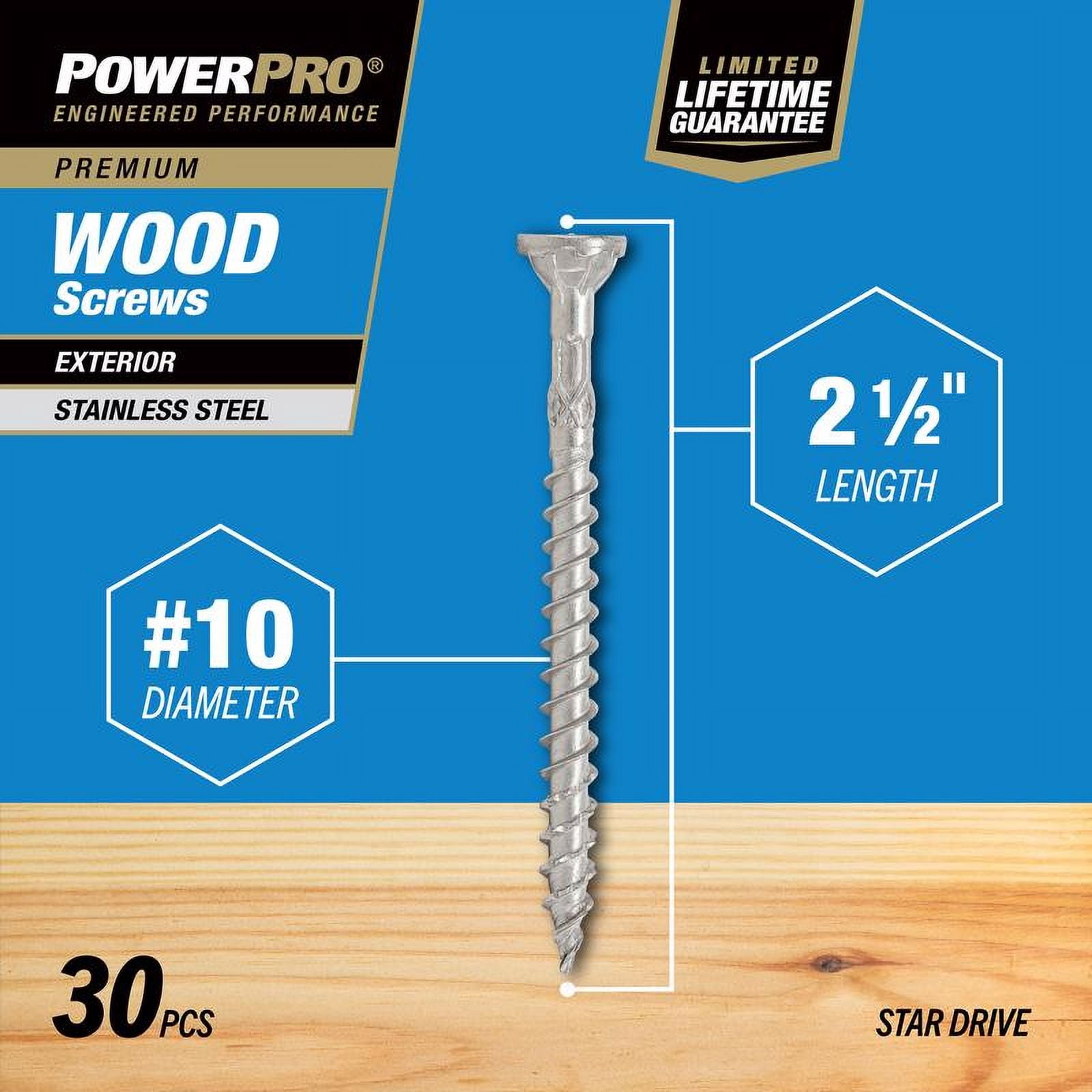 Hillman Fasteners 42498 2.5 in. x No. 10 Power Pro Stainless Exterior Screws