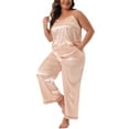 thumbnail image 2 of DARING DIVA Women's Plus Satin Pajama Sets Sleepwear Cami Top and Pants 4X Champagne, 2 of 6