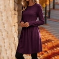 thumbnail image 5 of GUACER Fall Dresses for Women Long Sleeve Round Neck Casual Swing Dress Soft Winter Dress for Work & Weekend, 5 of 8