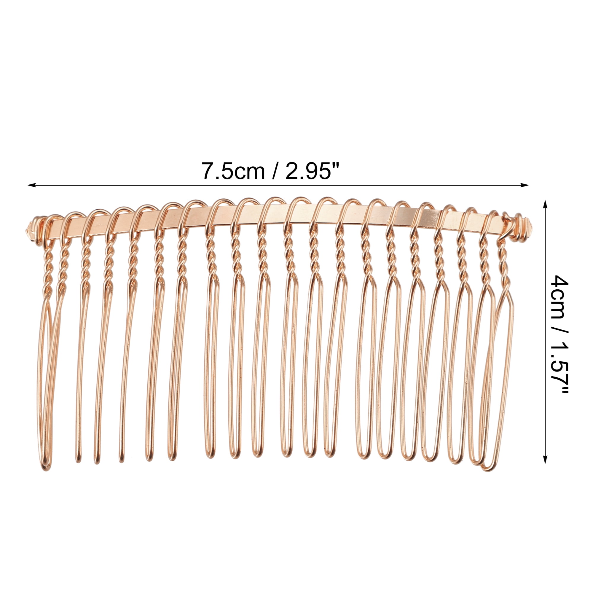 Unique Bargains 2 Pcs No Slip Hair Side Combs Accessories Made of Metal with Gold Tone Finish Rose Gold Tone