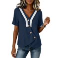 thumbnail image 7 of Msgweeeg Women's Short Sleeve Shirts Summer Women's Blouse V Neck Lace Regular Fit Streetwear Holiday Woman Tops, 7 of 7