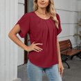 thumbnail image 5 of Stichou Womens Tops Dressy Casual Summer Chiffon Blouses Short Sleeve 2026 Spring Shirts Business Loose Fit Tunics Wine XL, 5 of 7