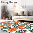 thumbnail image 2 of ODIKA 6'x9' Machine Washable Non-Slip Area Rug, Holiday Pumpkin with Interlocking Holly Sprigs and Berry Accents High Traffic Rug with Pad, Orange, 629308, 2 of 8