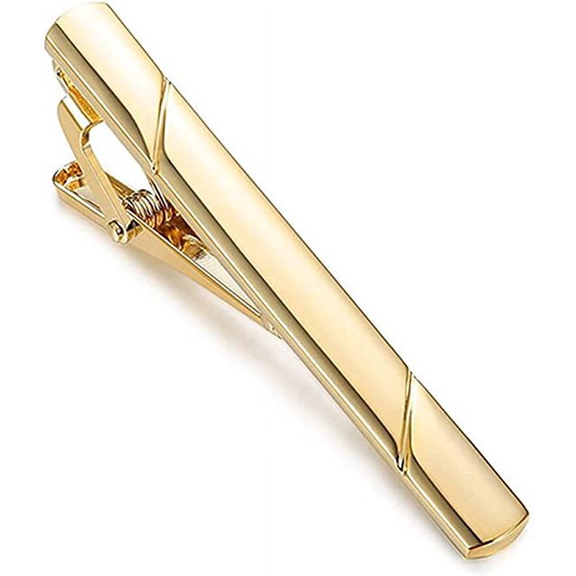 Pinza para corbata de acero inoxidable para hombre (dorado) Pinza para corbata minimalista con hebilla para corbata Pinza para corbata para hombre, el mejor regalo para negocios, fiestas, bodas y uso