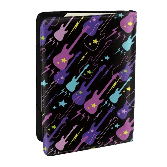 Rateoe Colorful Guitar Pattern Passport Holder Wallet Leather Mulit-purpose Travel Wallet Credit Cards Case ,Passport Cover for Women Men-6.5 in