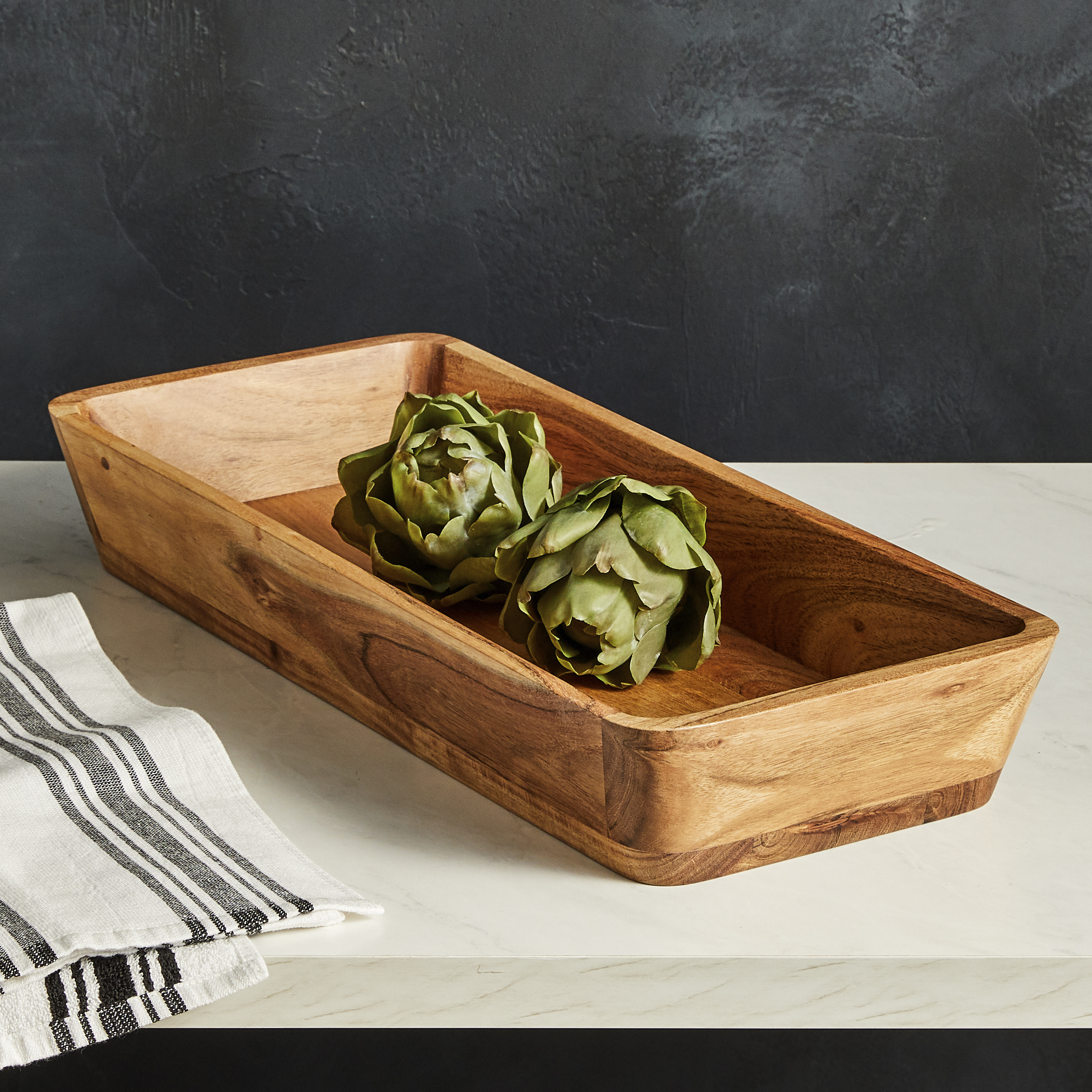 Better Homes & Gardens Acacia Wood Oval Serving Bowl photo 3