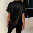 thumbnail image 7 of LNWUY Satin Tops for Women V Neck Short Sleeve Solid Color Shirts Fashion Spring Summer Business Casual Blouses Black XL, 7 of 7