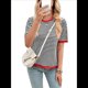 thumbnail image 1 of Suéteres Casuales de Verano para Mujer, con Cuello Redondo, Corta, A Rayas, de Punto con Bloques de Color, de Corte Alto y Moderno Negro y Rojo XL, 1 of 10