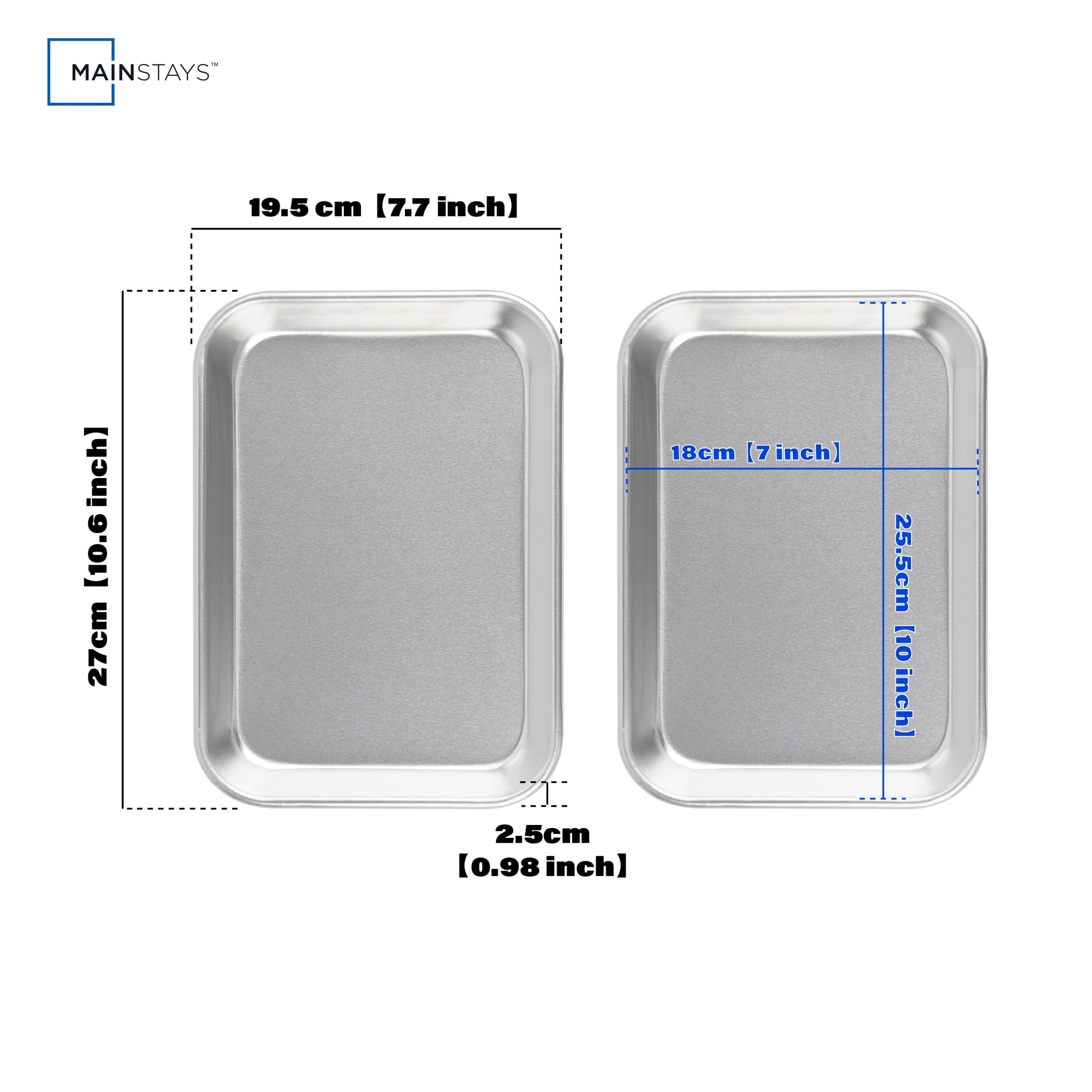 Mainstays Aluminum Baking Sheet 2pc Set, 7x10 inches, Burger Tray
