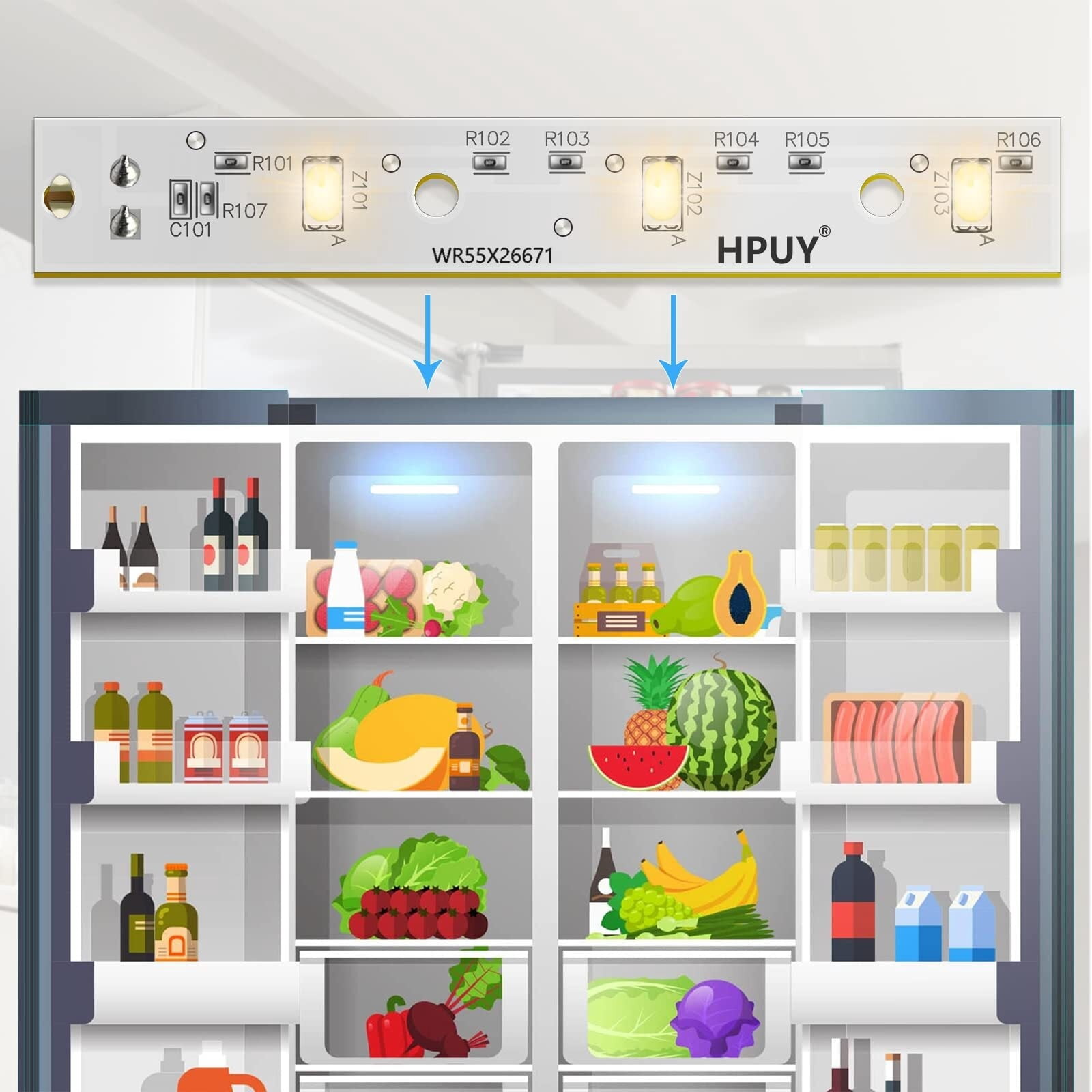 WR55X26671 LED Light Compatible for GE Refrigerators LED Light Replace PS11767930 AP6035586 4468532 EAP11767930 5PCS