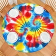 thumbnail image 2 of Colorful Tie Dye Pattern Round Fitted Tablecloth with Elastic Edge,Dining Table Cover Waterproof,Outdoor Round Tablecloth for Camping,Dining,Indoor and Outdoor, 2 of 7