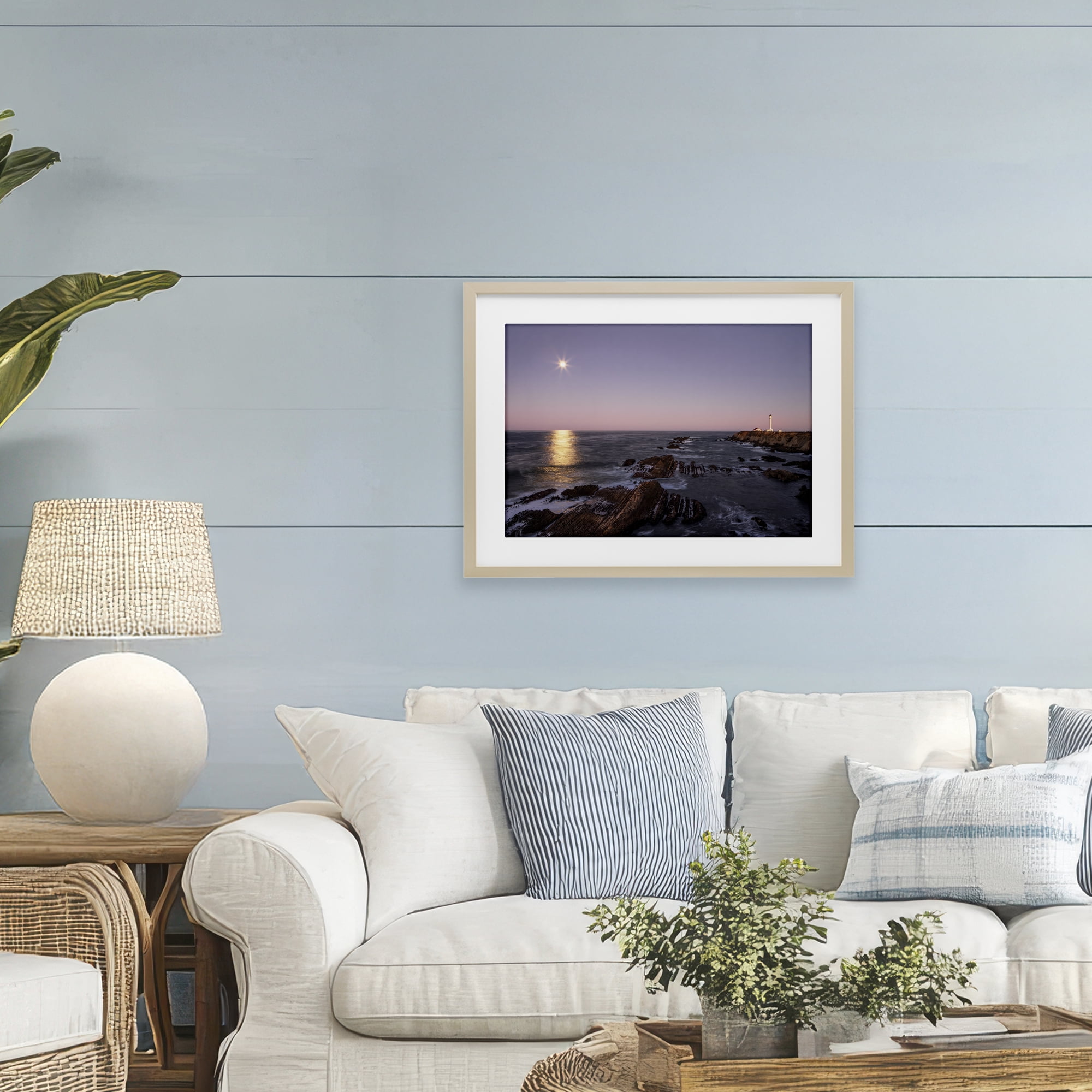 Stupell Industries Moon Arena Coastline Birch Framed Print Under Glass, design by Shelley Carlisle