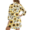 thumbnail image 2 of Xoenoiee Sunflower Bee Print Women's Swimsuit Cover Up Long Sleeve Beachwear Bikini Coverups Button Down Oversized Cover Up Shirt Plus Size, S, 2 of 7