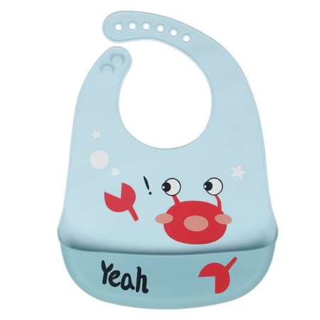 

Baby Silicone Bib Cartoon Feeding Bib Waterproof Infant Boy Girl Washable Bib Food Spill Protective Bib with Food Pocket