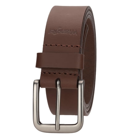 Wrangler Leather Belts for Men Adult, Casual Everyday Men's Belts for Jeans & Khakis, Light Brown, 36