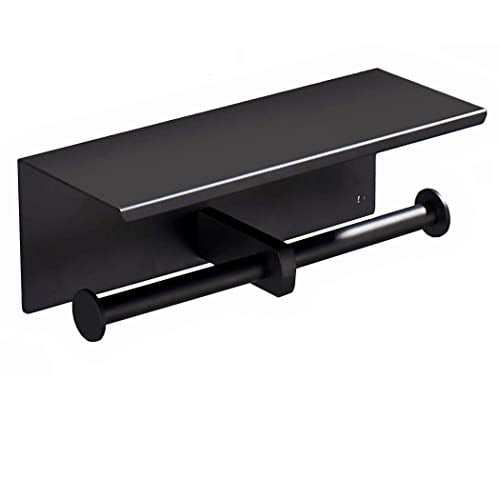 BYFU Double Roll Toilet Paper Holder Matte Black, 304 Stainless Steel