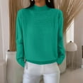 thumbnail image 4 of LWavelet Women's Mock Neck Textured Collar Knit Sweater Daily Casual Soft Top Green L, 4 of 6